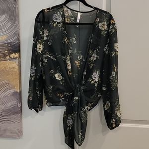 Dark Green SHEER Blouse